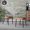 Christopher Knight Home Drats Dining Chairs Set of 2, Accent Dining Chair, Birch Finish Seating Kitchen Chair, Bucket Backrest Metal Frame Armchair, Industrial Dining Chair for Dining Room, Natural(Brown)
