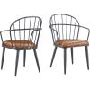 Christopher Knight Home Drats Dining Chairs Set of 2, Accent Dining Chair, Birch Finish Seating Kitchen Chair, Bucket Backrest Metal Frame Armchair, Industrial Dining Chair for Dining Room, Natural(Brown)