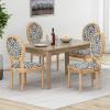 Christopher Knight Home Hulda French Country Fabric Dining Chairs (Set of 4), Black and White Pattern, Natural