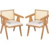 Christopher Knight Home Loftia Upholstered Dining Chairs Set of 2, Rubberwood Dining Chair, Breathable Rattan Backrest, Wooden Armchair for Dining Room Living Room Cafeteria, 300lbs 20.25″ Natural(Natural)
