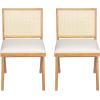 Christopher Knight Home Loftia Upholstered Dining Chairs Set of 2, Rubberwood Dining Chair, Breathable Rattan Backrest, Wooden Armless Chair for Dining Living Room Cafeteria, 300lbs 18.25″ Black(Natural)