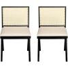 Christopher Knight Home Loftia Upholstered Dining Chairs Set of 2, Rubberwood Dining Chair, Breathable Rattan Backrest, Wooden Armless Chair for Dining Living Room Cafeteria, 300lbs 18.25″ Black(Black)