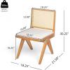 Christopher Knight Home Loftia Upholstered Dining Chairs Set of 2, Rubberwood Dining Chair, Breathable Rattan Backrest, Wooden Armless Chair for Dining Living Room Cafeteria, 300lbs 18.25″ Black(Natural)