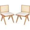 Christopher Knight Home Loftia Upholstered Dining Chairs Set of 2, Rubberwood Dining Chair, Breathable Rattan Backrest, Wooden Armless Chair for Dining Living Room Cafeteria, 300lbs 18.25″ Black(Natural)