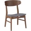 Christopher Knight Home Lucious Fabric / Walnut Finish Dining Chairs, 2-Pcs Set, Dark Grey
