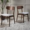 Christopher Knight Home Lucious Fabric / Walnut Finish Dining Chairs, 2-Pcs Set, Light Beige