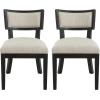 Christopher Knight Home Modern Fabric Upholstered Dining Chairs Set of 2, Mid-Century Modern Wooden Dining Room Chair, Armless Kitchen Side Chair for Restaurant, Brown and Beige(Chocolate Brown+beige)