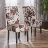 Christopher Knight Home Pertica Contemporary Velvet Dining Chairs, 2-Pcs Set, Milk Cow / Dark Brown