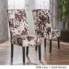 Christopher Knight Home Pertica Contemporary Velvet Dining Chairs, 2-Pcs Set, Milk Cow / Dark Brown