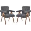Christopher Knight Home Set of 2 Indoor Fabric Upholstery and Rubberwood A-Shaped Frame Dining Chair, Upholstered Backrest, Soft Armchairs for Dining Room, Kitchen, Restaurant, Charcoal and Natural(Charcoal+weatered Natural Finish)