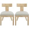 Christopher Knight Home Set of 2 Indoor Plush Upholstered Armless Dining Chair with Rubberwood Leg and Slat Back, Wood Frame Soft Chairs for Dining Room, Kitchen, Restaurant, Natural and Pebble
