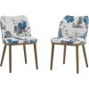 Christopher Knight Home Set of 2 Ringo Fabric Upholstered Dining Chairs, Rubberwood Frame, Curved Backrest,Foam-Filled Cushion, Armless Accent Chair/Side Chair, Dining Room/Kitchen, Apricot+Walnut(Brown+blue+white)