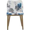 Christopher Knight Home Set of 2 Ringo Fabric Upholstered Dining Chairs, Rubberwood Frame, Curved Backrest,Foam-Filled Cushion, Armless Accent Chair/Side Chair, Dining Room/Kitchen, Apricot+Walnut(Brown+blue+white)