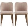 Christopher Knight Home Set of 2 Ringo Fabric Upholstered Dining Chairs, Rubberwood Frame, Curved Backrest,Foam-Filled Cushion, Armless Accent Chair/Side Chair, Dining Room/Kitchen, Apricot+Walnut(Apricot+walnut)