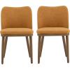 Christopher Knight Home Set of 2 Ringo Fabric Upholstered Dining Chairs, Rubberwood Frame, Curved Backrest,Foam-Filled Cushion, Armless Accent Chair/Side Chair, Dining Room/Kitchen, Apricot+Walnut(Ginger+walnut)