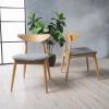 GDF Studio Barron Fabric Finish Dining Chairs (Set of 2), 2-Pcs Set, Grey/Oak