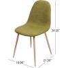 GDFStudio Great Deal Furniture Mid Century Wheat Fabric Dining Chairs with Dark Walnut Wood Finished Legs (Set of 2)(Green)