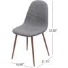 GDFStudio Great Deal Furniture Mid Century Wheat Fabric Dining Chairs with Dark Walnut Wood Finished Legs (Set of 2)(Light Gray)