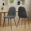 GDFStudio Great Deal Furniture Mid Century Wheat Fabric Dining Chairs with Dark Walnut Wood Finished Legs (Set of 2)(Light Gray)