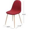 GDFStudio Great Deal Furniture Mid Century Wheat Fabric Dining Chairs with Dark Walnut Wood Finished Legs (Set of 2)(Red)