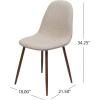 GDFStudio Great Deal Furniture Mid Century Wheat Fabric Dining Chairs with Dark Walnut Wood Finished Legs (Set of 2)(Wheat)