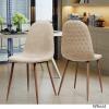 GDFStudio Great Deal Furniture Mid Century Wheat Fabric Dining Chairs with Dark Walnut Wood Finished Legs (Set of 2)(Wheat)