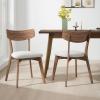 Christopher Knight Home Abrielle Mid-Century Modern Fabric Dining Chairs with Natural Oak Finished Rubberwood Frame, 2-Pcs Set, Dark Grey / Natural Oak(Light Beige ladit)