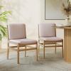 Christopher Knight Home Coston Contemporary Fabric Upholstered Dining Chairs Set of 2, Wooden Dining Room Armless Chair, Comfy Kitchen Side Chair, Wheat and Walnut(Wheat+light Natural)
