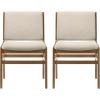 Christopher Knight Home Coston Contemporary Fabric Upholstered Dining Chairs Set of 2, Wooden Dining Room Armless Chair, Comfy Kitchen Side Chair, Wheat and Walnut(Wheat + Walnut)