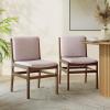 Christopher Knight Home Coston Contemporary Fabric Upholstered Dining Chairs Set of 2, Wooden Dining Room Armless Chair, Comfy Kitchen Side Chair, Wheat and Walnut(Beige+walnut)