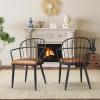 Christopher Knight Home Drats Dining Chairs Set of 2, Accent Dining Chair, Birch Finish Seating Kitchen Chair, Bucket Backrest Metal Frame Armchair, Industrial Dining Chair for Dining Room, Natural(Brown)