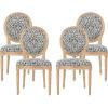 Christopher Knight Home Hulda French Country Fabric Dining Chairs (Set of 4), Black and White Pattern, Natural