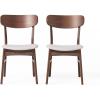 Christopher Knight Home Lucious Fabric / Walnut Finish Dining Chairs, 2-Pcs Set, Light Beige