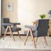 Christopher Knight Home Set of 2 Indoor Fabric Upholstery and Rubberwood A-Shaped Frame Dining Chair, Upholstered Backrest, Soft Armchairs for Dining Room, Kitchen, Restaurant, Charcoal and Natural(Charcoal+weatered Natural Finish)