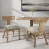 Christopher Knight Home Set of 2 Indoor Plush Upholstered Armless Dining Chair with Rubberwood Leg and Slat Back, Wood Frame Soft Chairs for Dining Room, Kitchen, Restaurant, Natural and Pebble