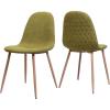 GDFStudio Great Deal Furniture Mid Century Wheat Fabric Dining Chairs with Dark Walnut Wood Finished Legs (Set of 2)(Green)