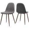 GDFStudio Great Deal Furniture Mid Century Wheat Fabric Dining Chairs with Dark Walnut Wood Finished Legs (Set of 2)(Light Gray)