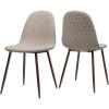 GDFStudio Great Deal Furniture Mid Century Wheat Fabric Dining Chairs with Dark Walnut Wood Finished Legs (Set of 2)(Wheat)