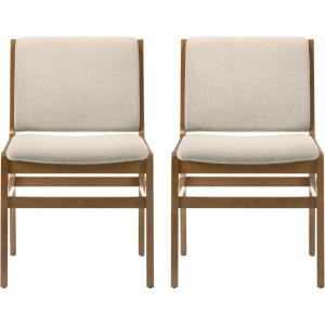 Christopher Knight Home Coston Contemporary Fabric Upholstered Dining Chairs Set of 2, Wooden Dining Room Armless Chair, Comfy Kitchen Side Chair, Wheat and Walnut(Wheat + Walnut)