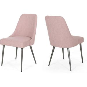 Christopher Knight Home Dawn Modern Fabric Dining Chairs (Set of 2), Light Blush