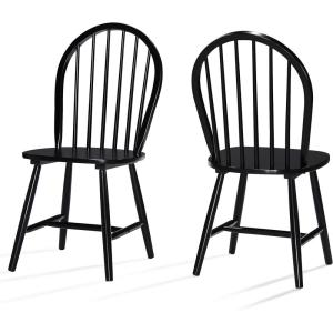 Christopher Knight Home Declan Farmhouse Cottage High Back Spindled Rubberwood Dining Chairs, 2-Pcs Set, Black(Dining Chairs)