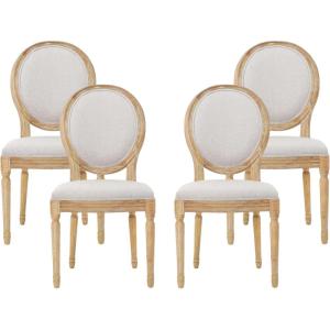 Christopher Knight Home Hilary French Country Fabric Dining Chairs (Set of 4), Beige, Natural