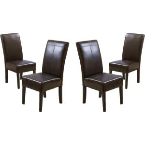 Christopher Knight Home Pertica T-Stitch Leather Dining Chairs, 4-Pcs Set, Chocolate Brown(Chocolate Brown)