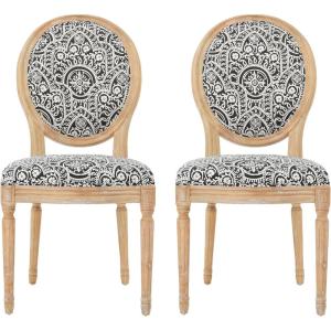 Christopher Knight Home Phinnaeus Fabric Dining Chairs, 2-Pcs Set, Black / White Pattern