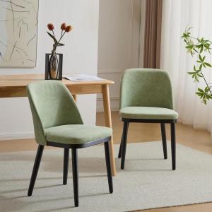 Christopher Knight Home Set of 2 Ringo Fabric Upholstered Dining Chairs, Rubberwood Frame, Curved Backrest,Foam-Filled Cushion, Armless Accent Chair/Side Chair, Dining Room/Kitchen, Apricot+Walnut(Mint+black)