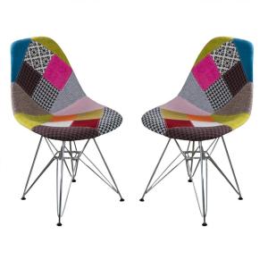 Christopher Knight Home Wilmette Fabric Chair with Chromed Legs, Patchwork 18D x 21W x 32H in