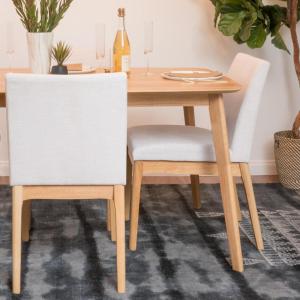 GDFStudio Christopher Knight Home Kwame Fabric / Oak Finish Dining Chairs, 2-Pcs Set, Light Beige