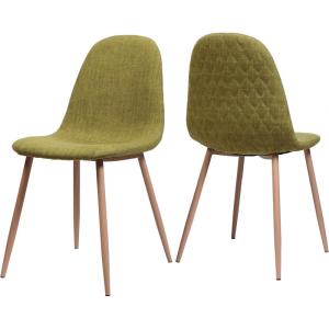 GDFStudio Great Deal Furniture Mid Century Wheat Fabric Dining Chairs with Dark Walnut Wood Finished Legs (Set of 2)(Green)