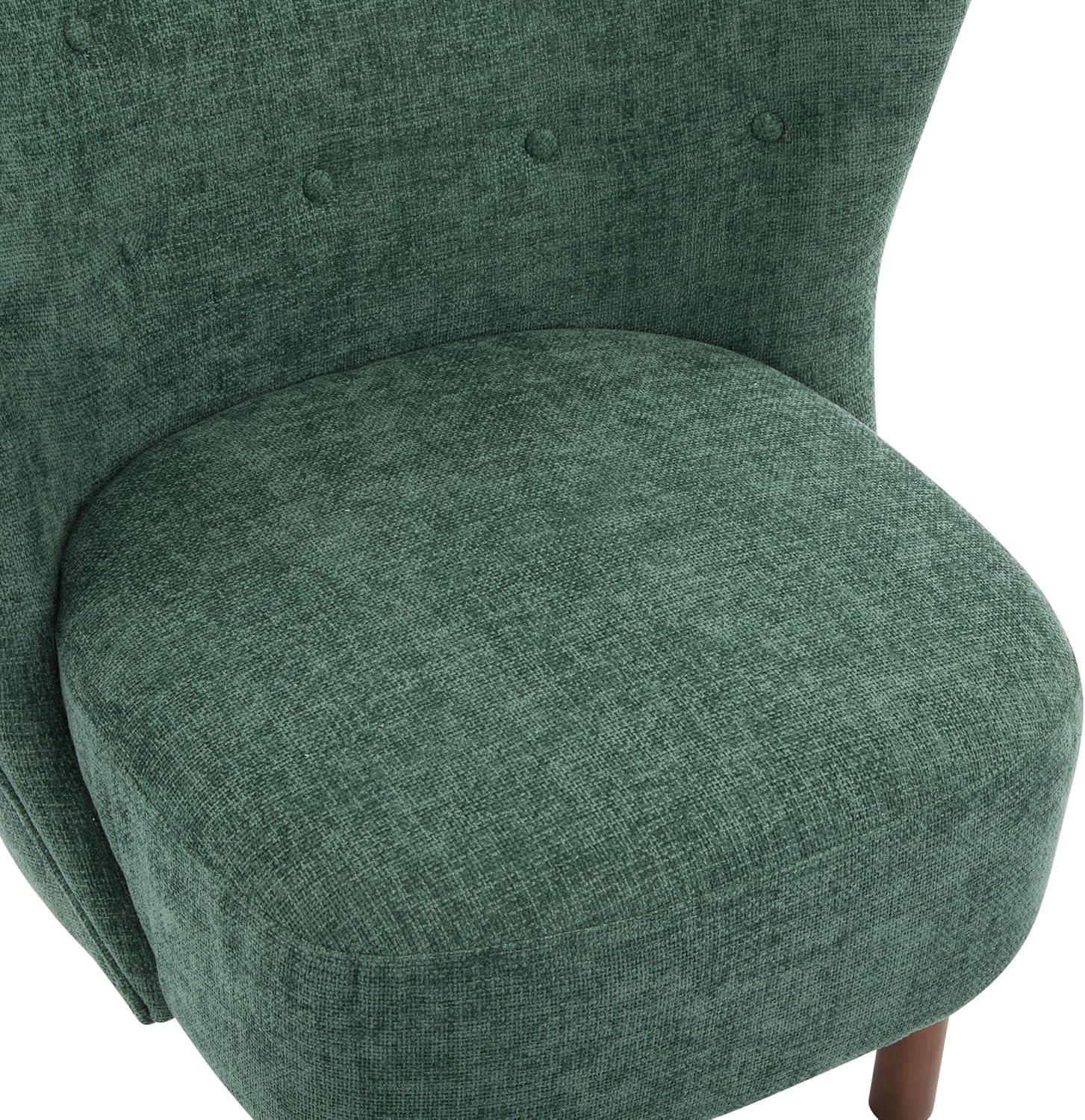 image:imageChristopher Knight Home Bella Fabric Upholstered Tufted Wingback Armless Accent Chair Side Chair with Wooden Legs Slipper Chair for Living Room Bedroom Entryway GreenBrownGreenbrown