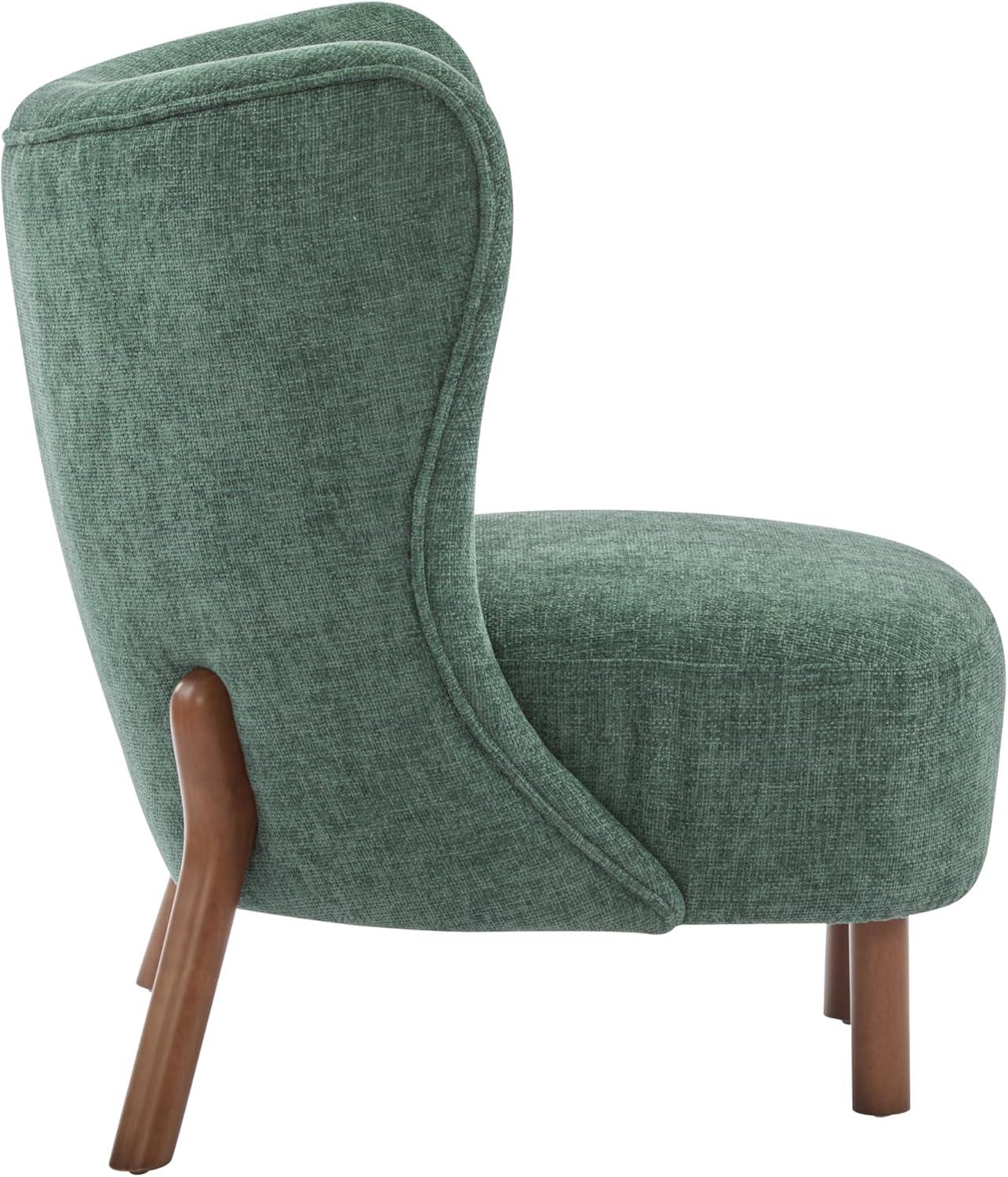 image:imageChristopher Knight Home Bella Fabric Upholstered Tufted Wingback Armless Accent Chair Side Chair with Wooden Legs Slipper Chair for Living Room Bedroom Entryway GreenBrownGreenbrown